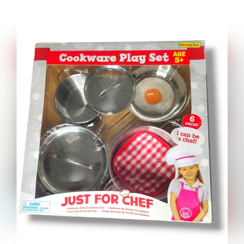 Kids Stainless Steel Cookware Kitchen Play Set , New In Box, Just For Chef
